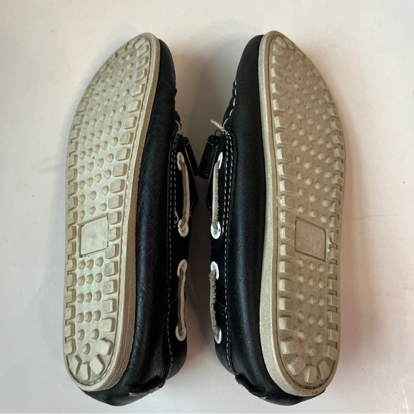 six pieds trois pouces Boys Dark Leather Self Closure Loafers - Picture 6 of 8